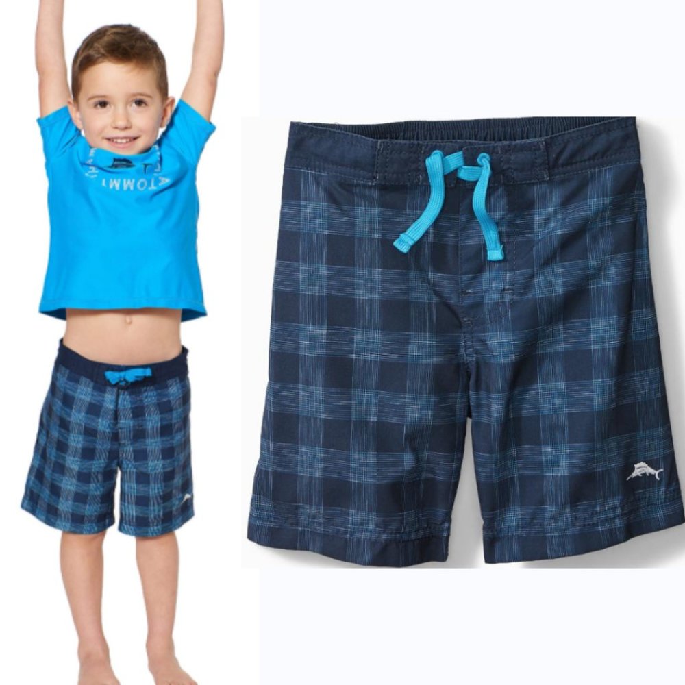 Tommy Bahama Boys Plaid Swim Trunks XL NWT